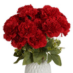Red 21-head artificial carnation stems for DIY wedding bouquet table centerpiece home party decor