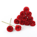 Red artificial chrysanthemum ball flowers 6pcs for wedding centerpiece party home decor
