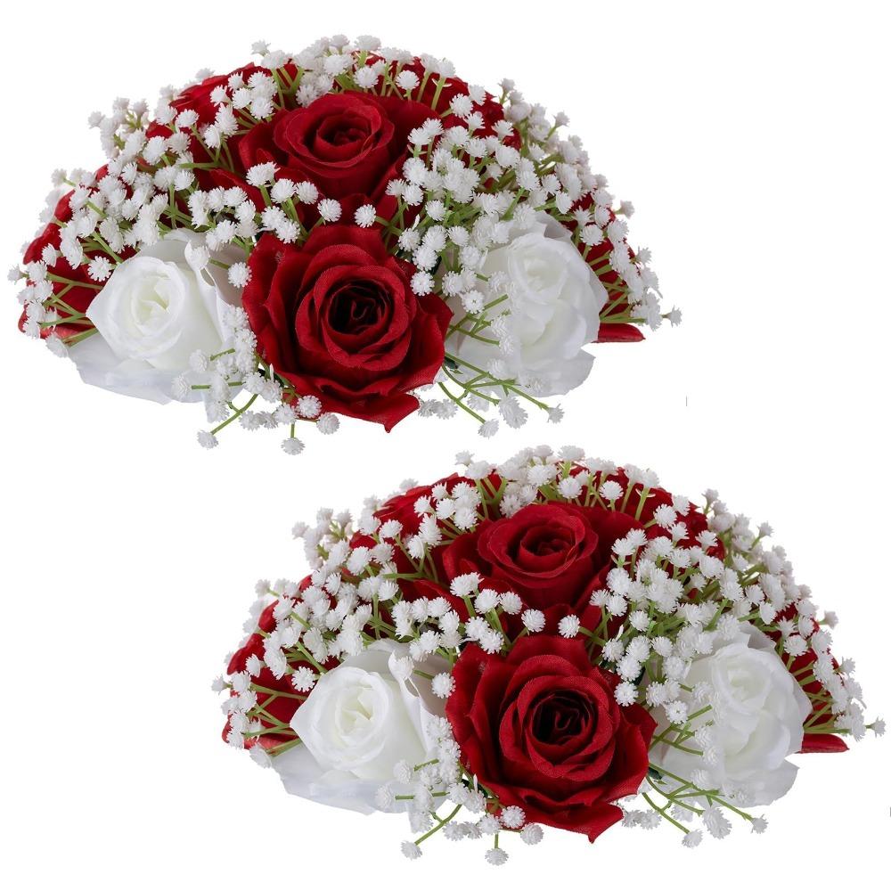 Red rose flower ball centerpiece artificial flowers wedding table decor