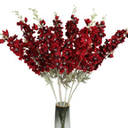 Red artificial delphinium larkspur 8pcs 33.5in long stem for tall vase Valentine's Day decor