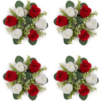 Red artificial flower candle ring 14 inch wedding table centerpiece wreath