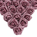 Rose gold glitter artificial roses 25pcs with stem for wedding bridal bouquet decor