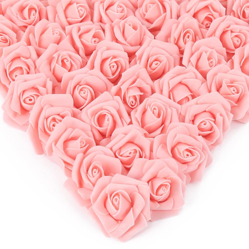 Rose pink artificial stemless foam rose heads 200pcs for wedding DIY party home decor