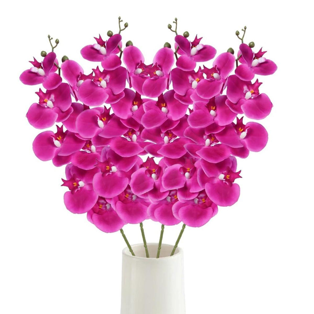 Rose pink artificial phalaenopsis orchid 4pcs 37.4in real touch stems for home decor