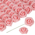 Rose pink glitter foam roses 30pcs 3.15in artificial flowers for wedding DIY decor
