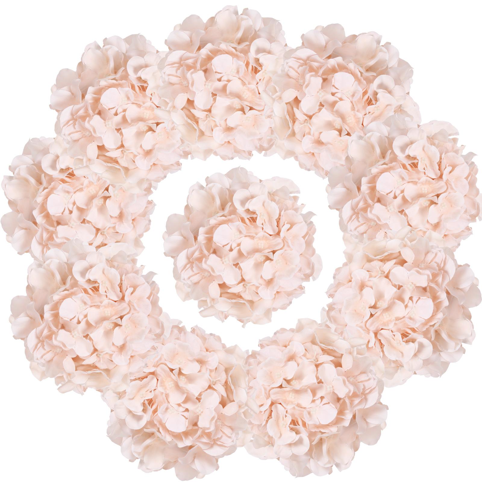 Rose pink artificial hydrangea flower heads 10pcs for wedding centerpiece DIY decor