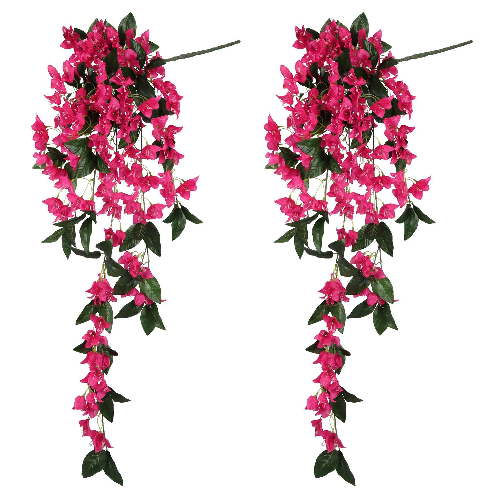 Artificial Bougainvillea Hanging Flowers 2PCS 47.24in Faux Garland UV Resistant for Outdoor Garden Porch Eave Wedding Decoration