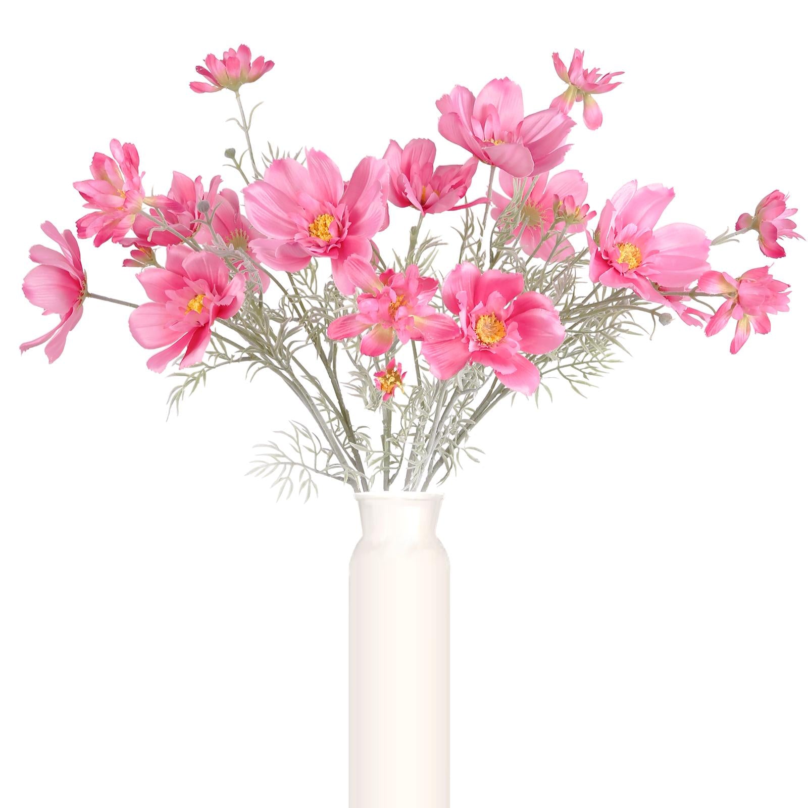 Rose red artificial cosmos daisy flowers 6pcs 30 inch long stem for wedding tall vase party decor