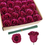 Rose red glitter roses bouquet 30pcs with stems for wedding party Christmas home decor