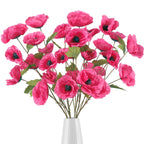 Rose red artificial poppy flowers 6pcs 32 inch for wedding home party table centerpiece decor