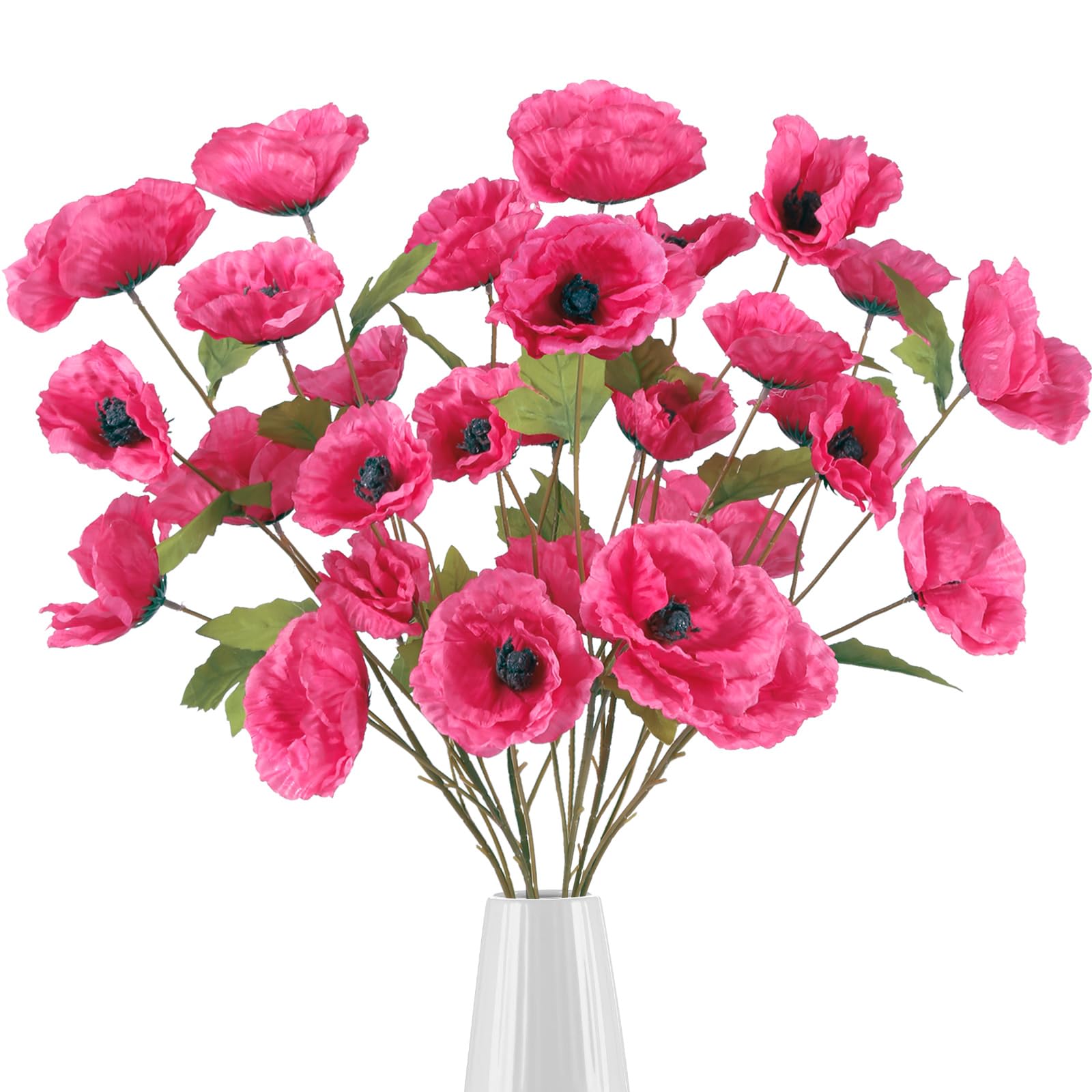 Rose red artificial poppy flowers 6pcs 32 inch for wedding home party table centerpiece decor