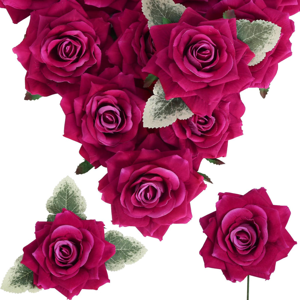 Rose red artificial velvet roses 16pcs 4.3 inch for wedding bouquet centerpiece decor