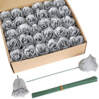 Silver glitter roses bouquet 30pcs with stems for wedding party Christmas home decor