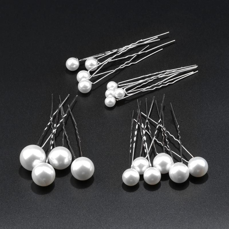 Silver U-shaped pearl bobby pins set of 36 for wedding bridal and bridesmaid hair
