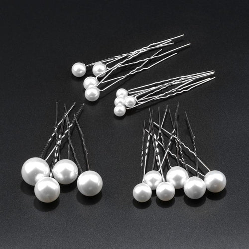 Silver U-shaped pearl bobby pins set of 36 for wedding bridal and bridesmaid hair
