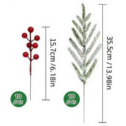 Christmas Poinsettia and Red Berry Stem Set – 35 Pcs