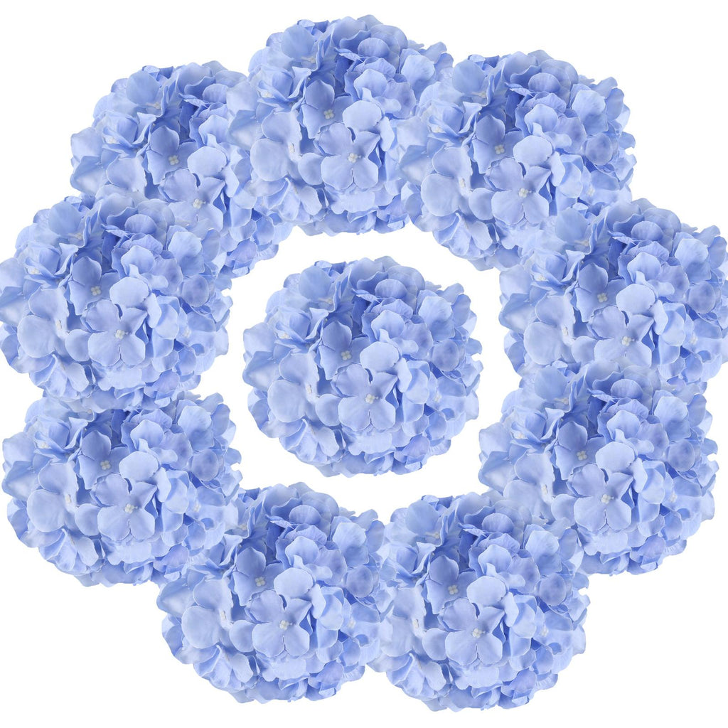 Sky blue artificial hydrangea flower heads 10pcs for wedding centerpiece DIY decor