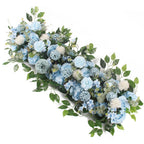 Sky blue artificial rose peony swag garland with eucalyptus for wedding arch door decor