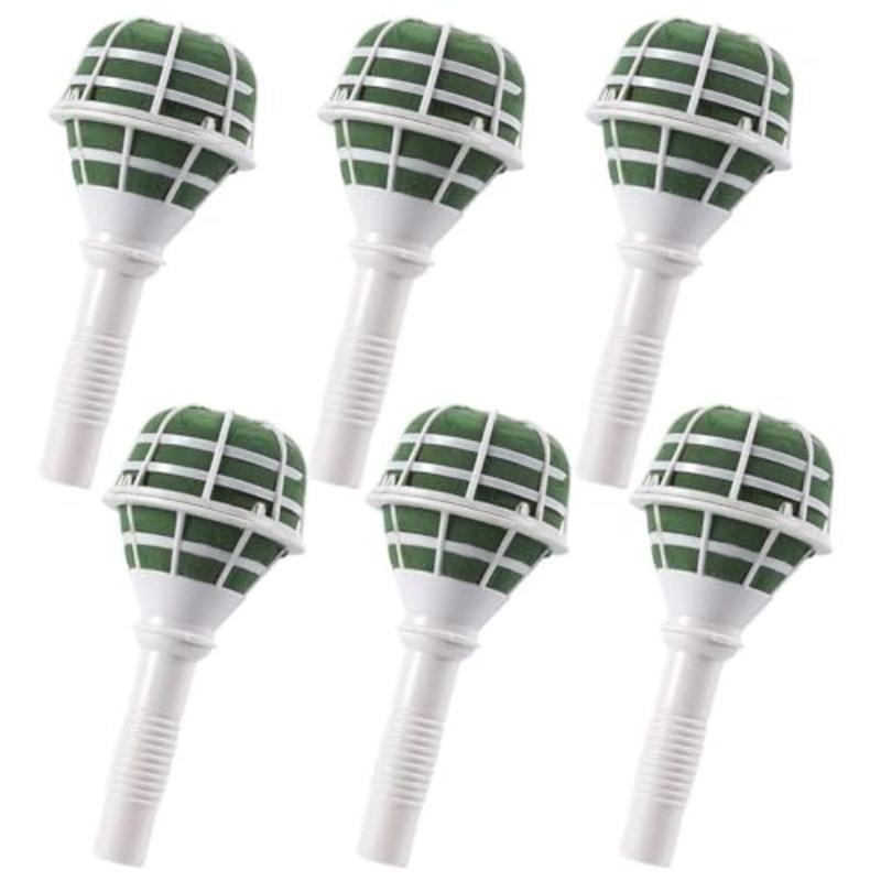 White DIY wedding bouquet holder foam handle set of 6 for bridal floral arrangement
