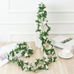 White artificial rose vine hanging garland for wedding party home wall arch decor