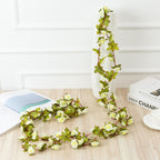 White artificial rose vine hanging garland for wedding birthday Christmas wall arch decor