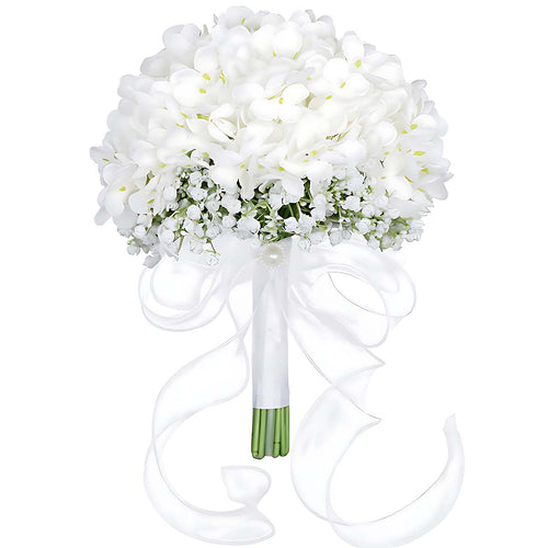 White Hydrangea Wedding Bridal Bouquet for artificial bridesmai by IPOPU