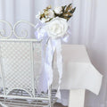 White Flower Pew Decorations 2pcs With Eucalyptus And Ribbons for modern wedding decor by IPOPU