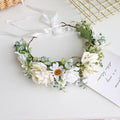 White boho rose flower crown headband for wedding and bridal hair decoration
