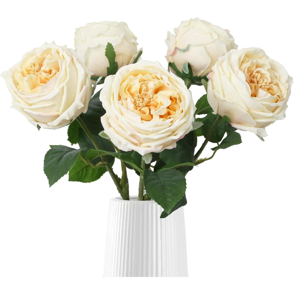 White real touch latex rose peony stems 5pcs for wedding bouquet party Valentine's Day home decor