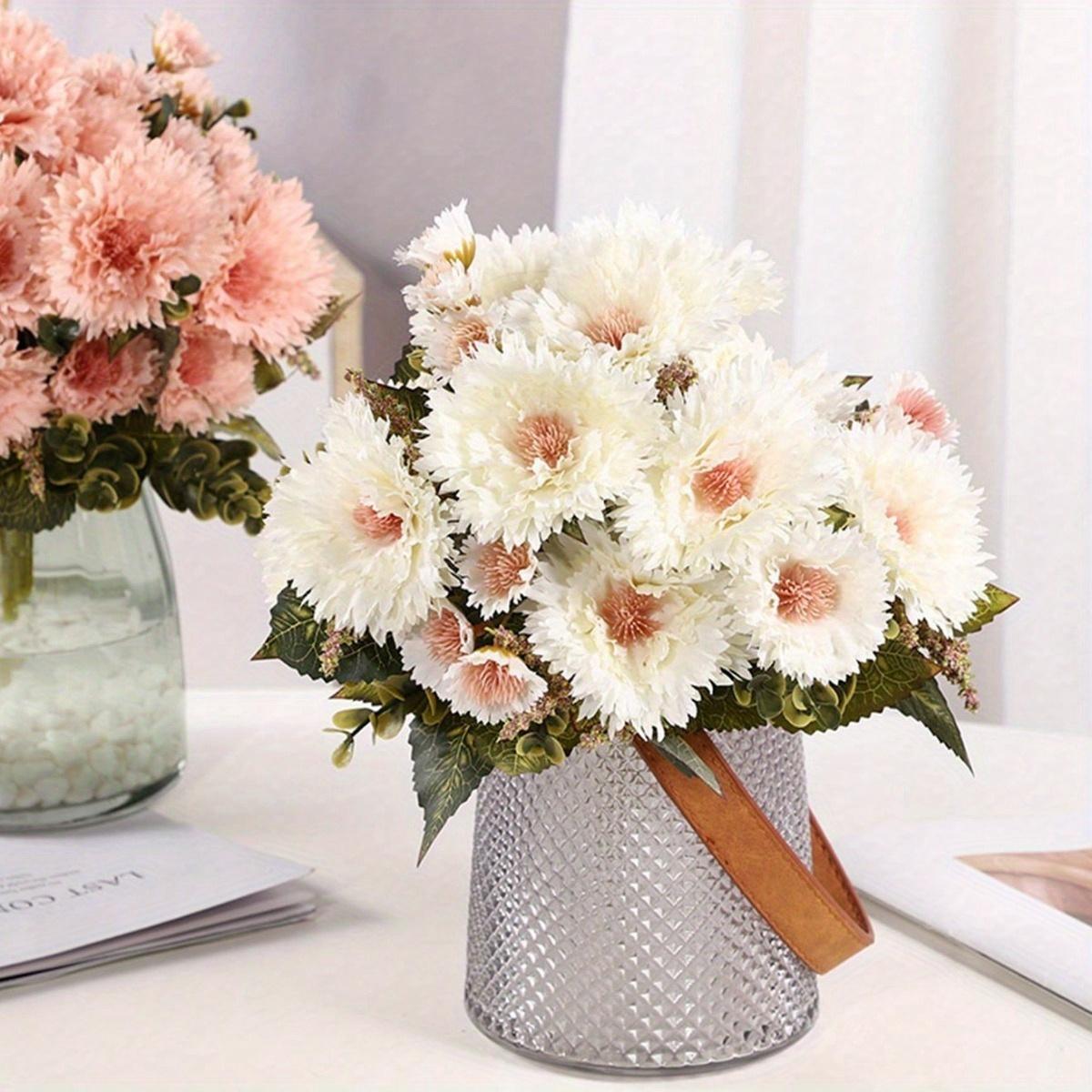 White vintage artificial sunflowers set of 3 for bridal arrangement and decor
