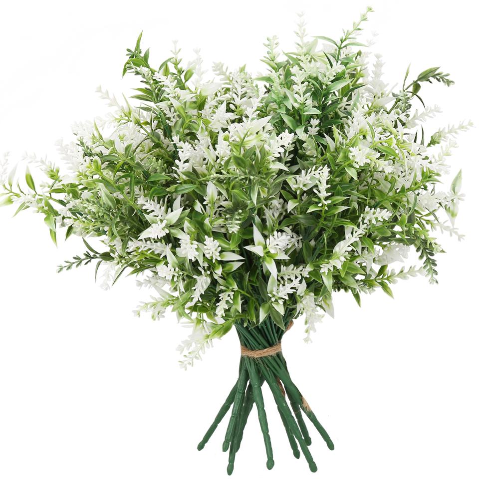 White UV resistant artificial lavender fake flowers for hanging pot patio garden home decor