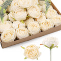 White artificial rose heads 20pcs bulk for wedding centerpiece Valentine's Day home decor