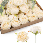 White artificial rose heads 20pcs bulk for wedding centerpiece Valentine's Day home decor