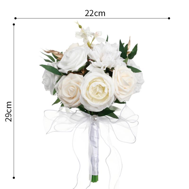 White handmade bridal wedding bouquet artificial flowers for ceremony church decoration