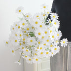 White artificial daisy UV resistant outdoor wildflowers with stems for home garden decor