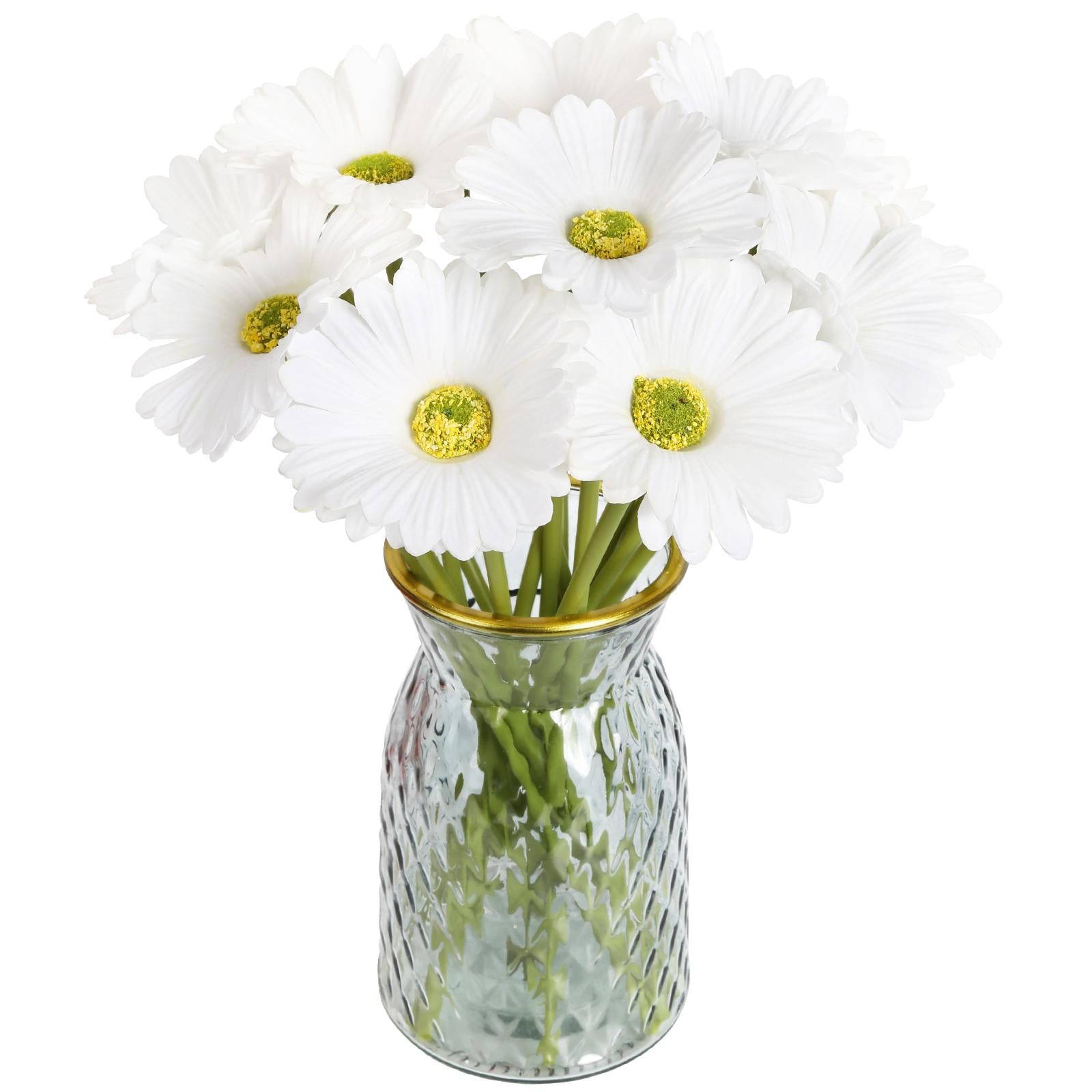 White gerbera daisy artificial flowers 20pcs with stems for wedding and party decor
