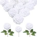 White foam fake roses 30pcs for DIY wedding baby shower centerpiece party decor
