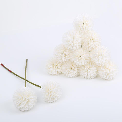 White artificial chrysanthemum ball flowers 6pcs for wedding centerpiece party home decor