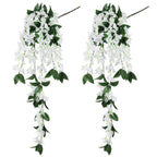 White artificial bougainvillea hanging flowers UV resistant faux garland outdoor garden porch decor