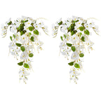 White UV resistant artificial hibiscus hanging flowers 2pcs for porch patio yard spring summer decor