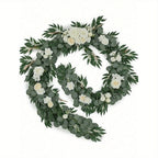 White artificial silk flower garland for wedding table runner arch wreath chair back decor