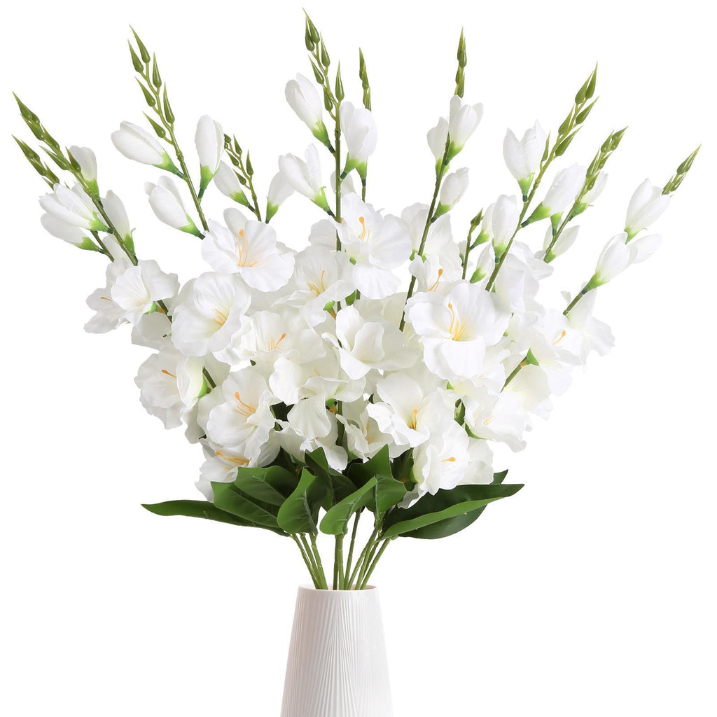 White faux butterfly orchid real touch silk flowers 10 blooms double branch for wedding home decor