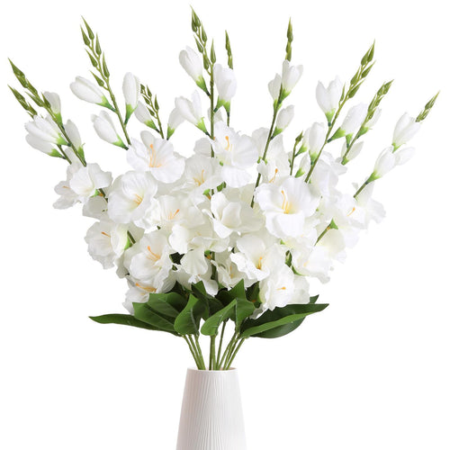 White faux butterfly orchid real touch silk flowers 10 blooms double branch for wedding home decor