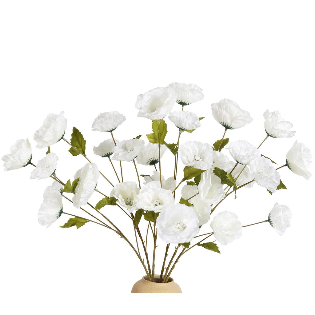 White artificial poppy flowers 6pcs 32 inch for wedding home party table centerpiece decoration