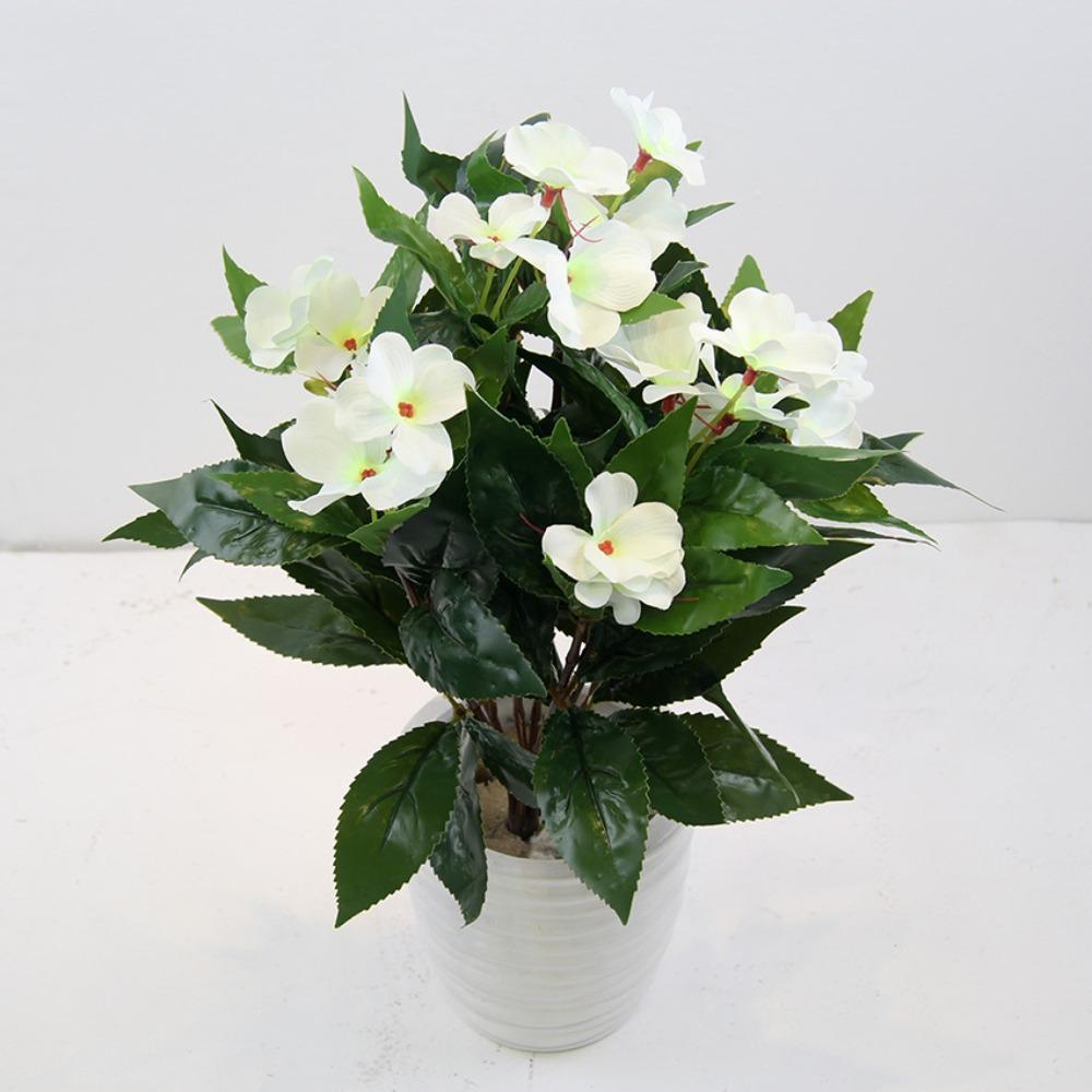White artificial greenery bouquet for patio hanging basket porch garden pot decor