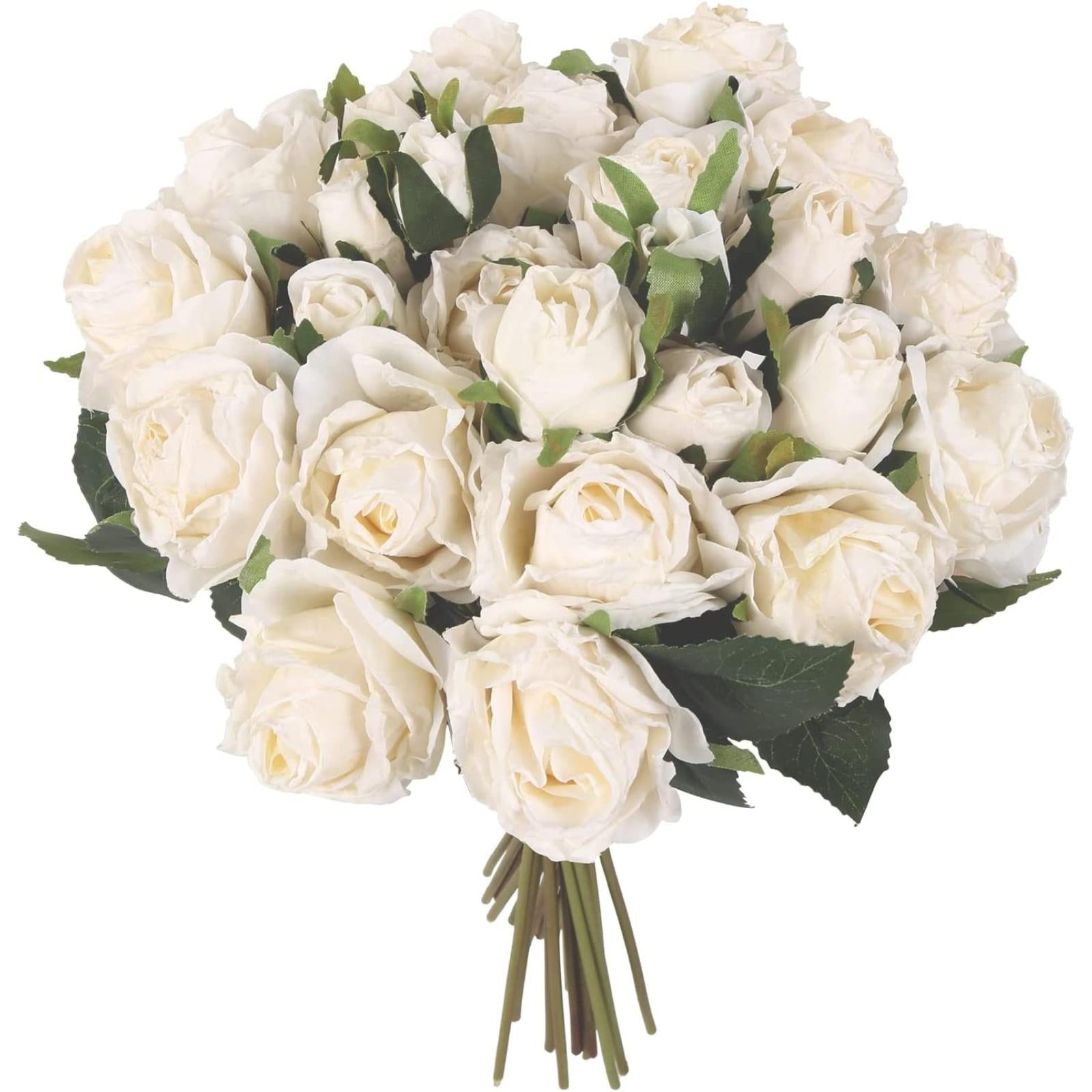 White artificial rose peony flower bunches 2 packs for DIY wedding home decor event
