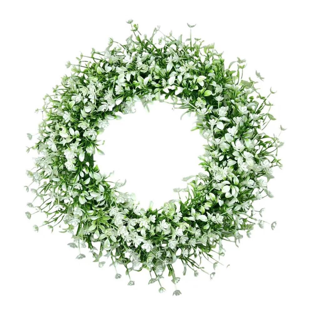 White wildflower artificial wreath for front door indoor outdoor wall decor