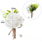 White groom boutonniere brooch set of 4 with faux pearl for wedding and prom
