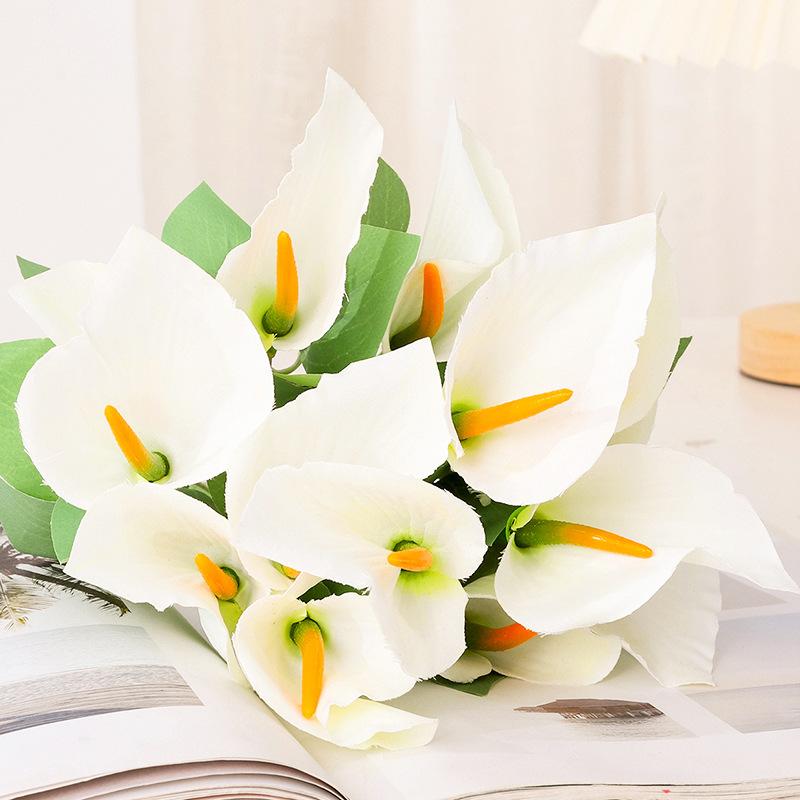 White artificial calla lily bouquet set of 3 for bridal wedding decoration