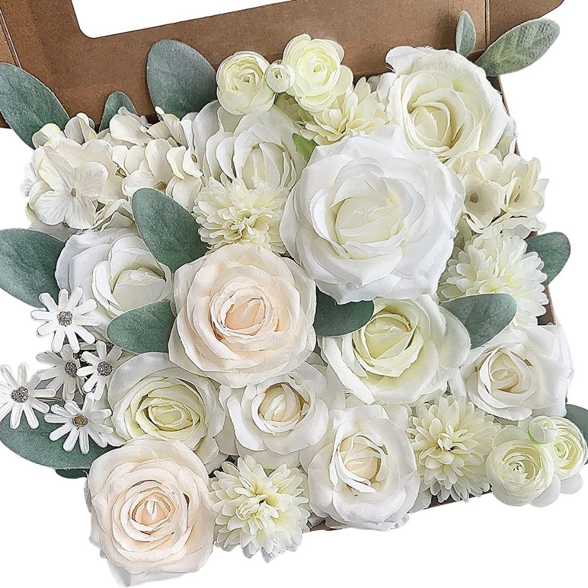 White artificial dahlia flowers bulk for DIY wedding bouquet party centerpiece home decor